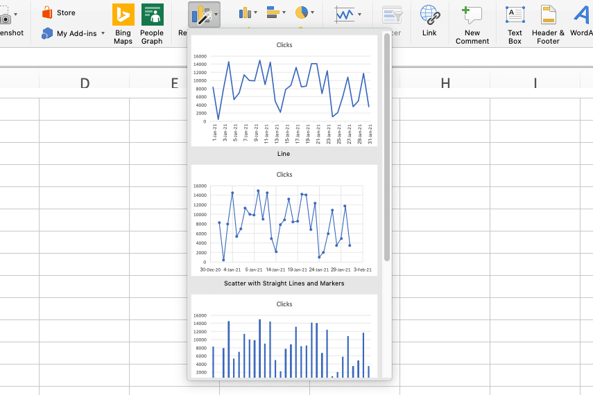 recommended chart feature excel