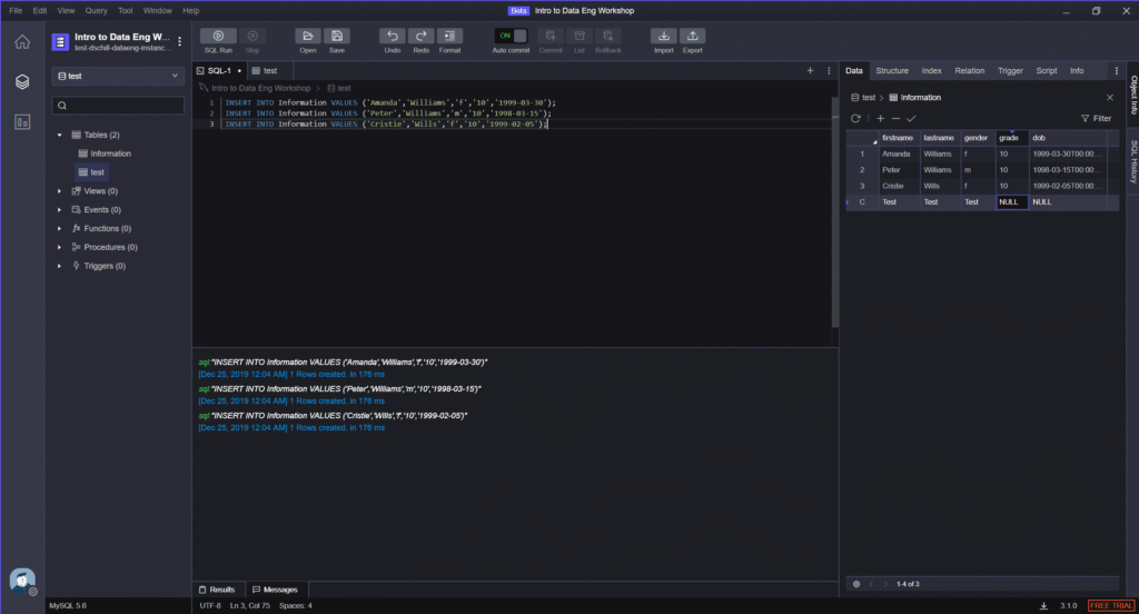 sql client code