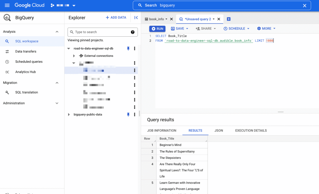 google bigquery demo user interface