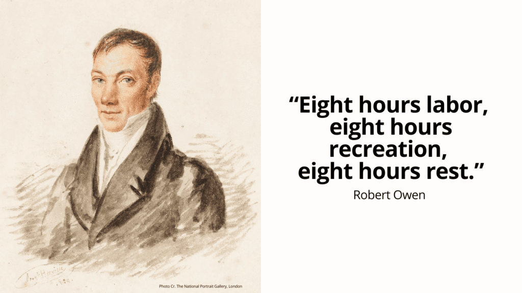 qoute work life balance definition Robert Owen eight hours