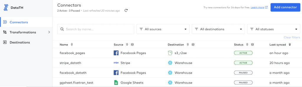 fivetran managed data pipeline service