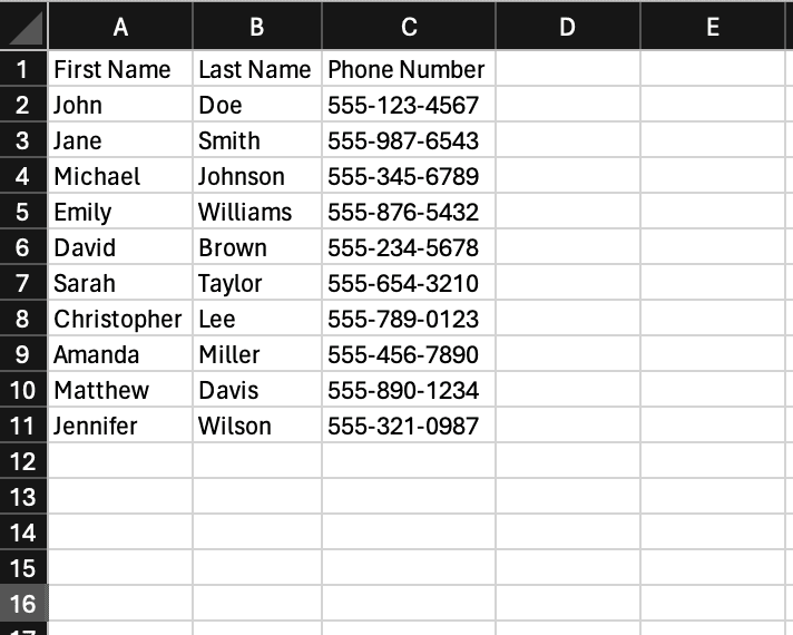 excel screen example